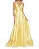 satin a-line prom dress in yellow