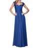 lace ornate ruched gown in marine blue