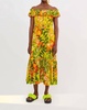tangerines off the shoulder midi dress in yellow
