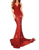 sequin mermaid evening gown in red