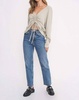 as if ruched front slouchy long sleeve in sueded sage