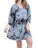 tie dye frayed hem dress in grey