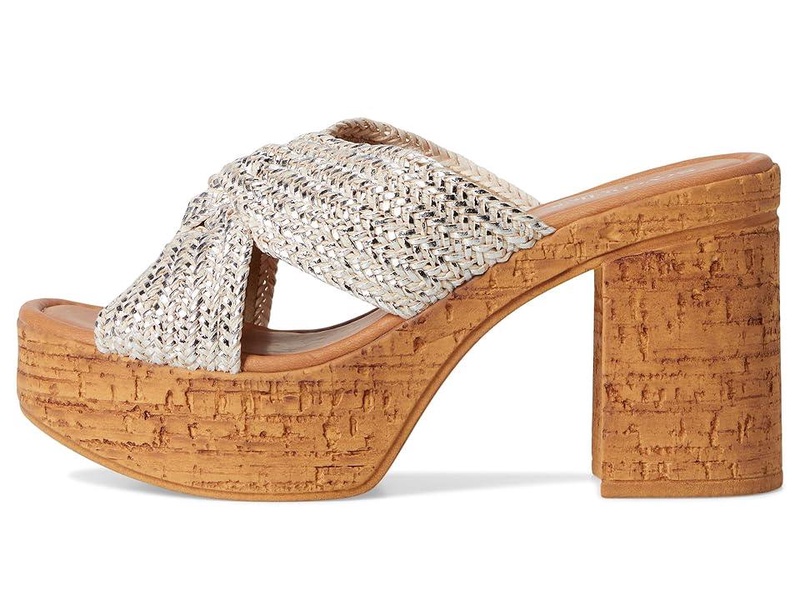 Adorned Metallic Raffia Slide Sandal
