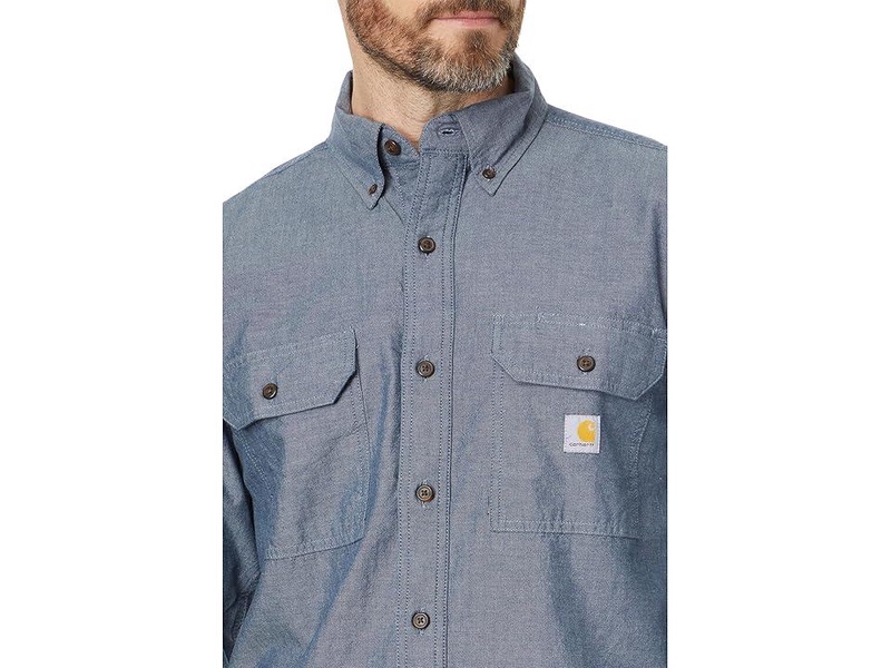Loose Fit Midweight Chambray Long Sleeve Shirt