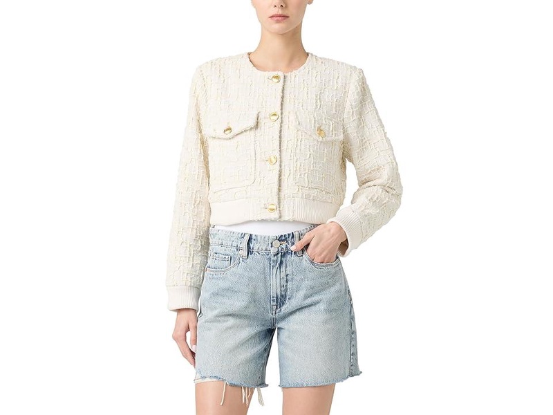 Woven Bomber Jacket With Gold Buttons