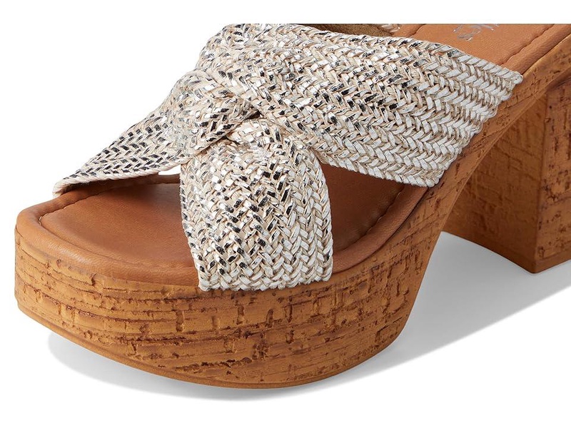 Adorned Metallic Raffia Slide Sandal
