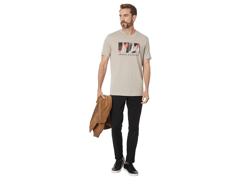 Classic Ax Armani Exchange Box Logo With Camo Background Regular Fit Tee