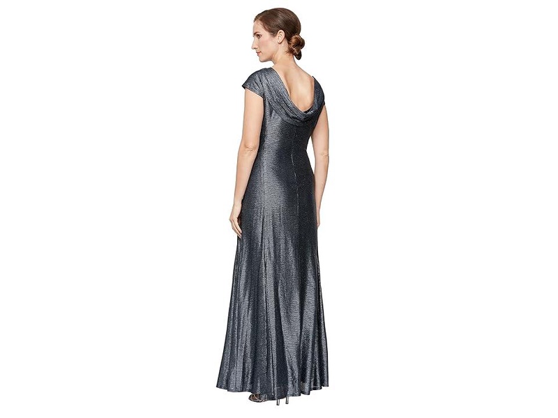Long A-Line Metallic Knit Gown
