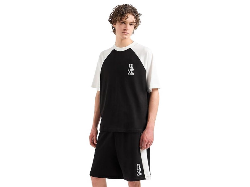 Colored Blocked Regular Fit Tee With Stacked Ax Logo