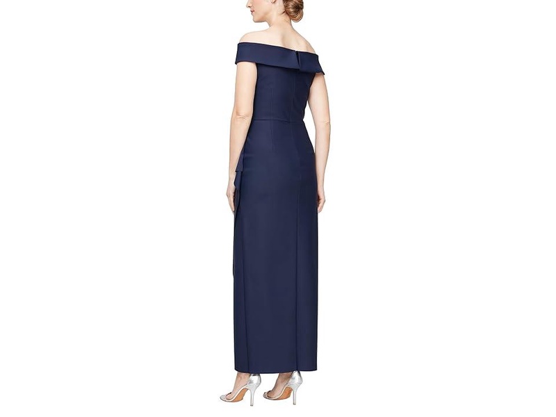 Long Compression Off-the-Shoulder Dress with Hip Embellishment