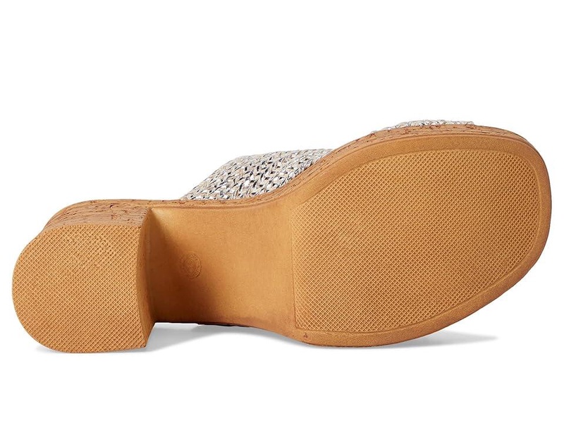 Adorned Metallic Raffia Slide Sandal