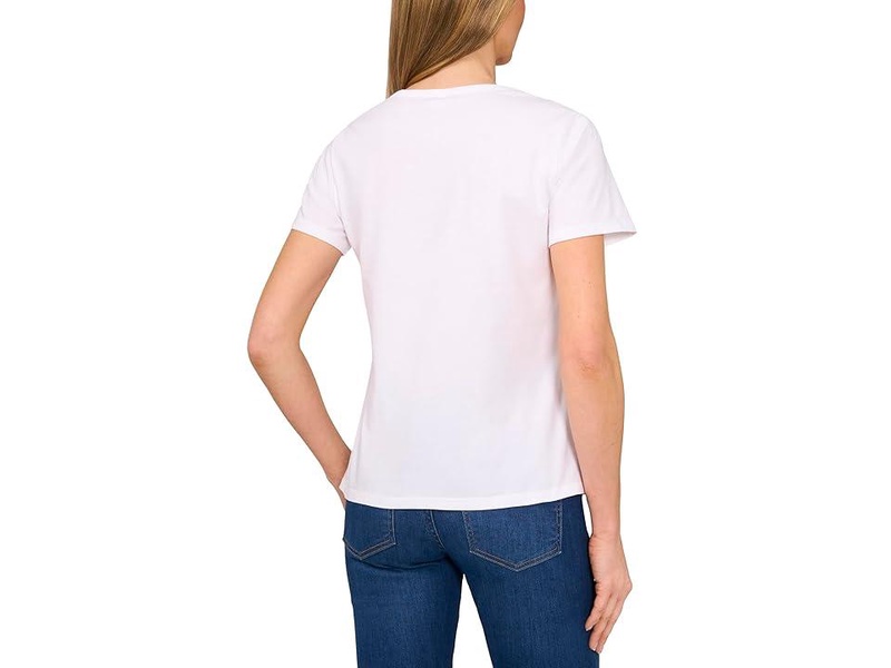 Short Sleeves Crew Neck Tee W/ Graphic Bows Print