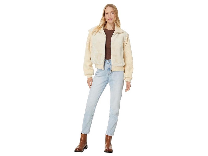 Faux Fur Sweater Bomber Jacket