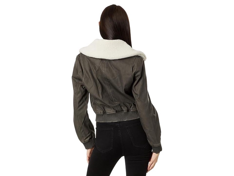 Leather Bomber with Sherpa Collar