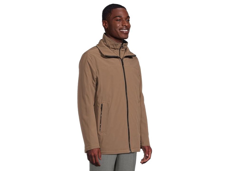 Hooded Rip Stop Water and Wind Resistant Jacket with Fleece Bib