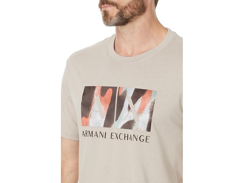Classic Ax Armani Exchange Box Logo With Camo Background Regular Fit Tee