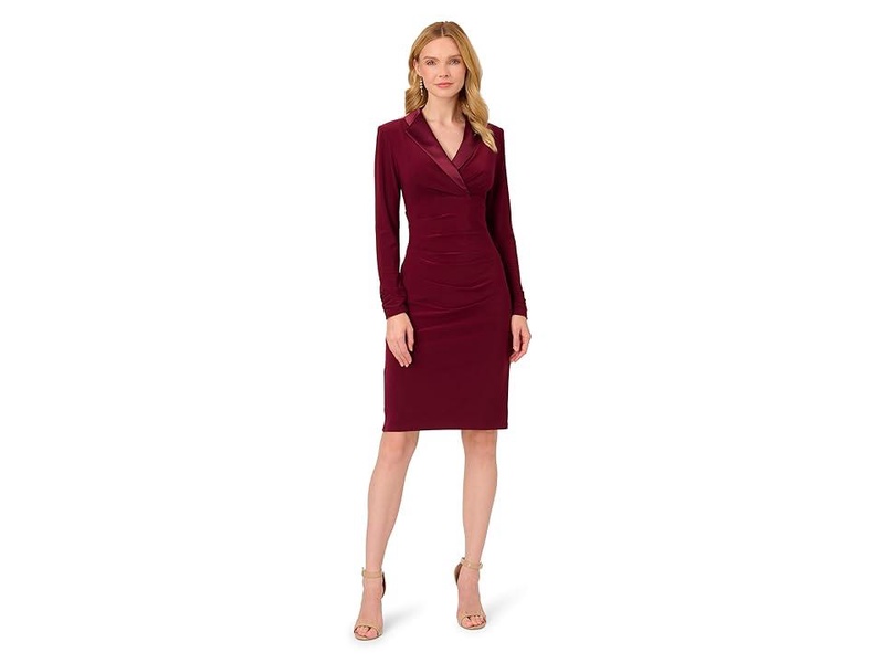 Stretch Jersey Tuxedo Cocktail Dress with Shawl Collar