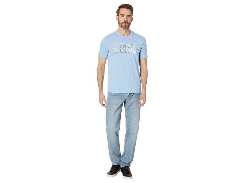 Regular Fit Cotton Jersey Armani Exchange Logo Lines Tee