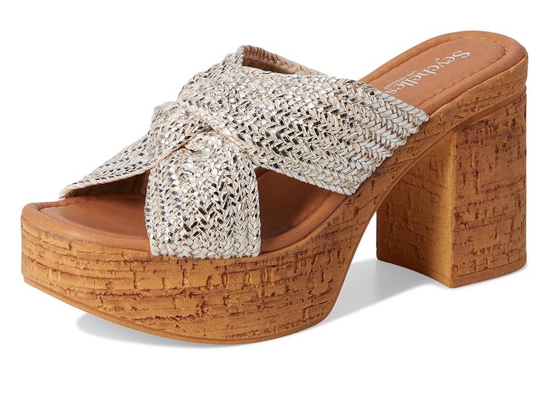 Adorned Metallic Raffia Slide Sandal