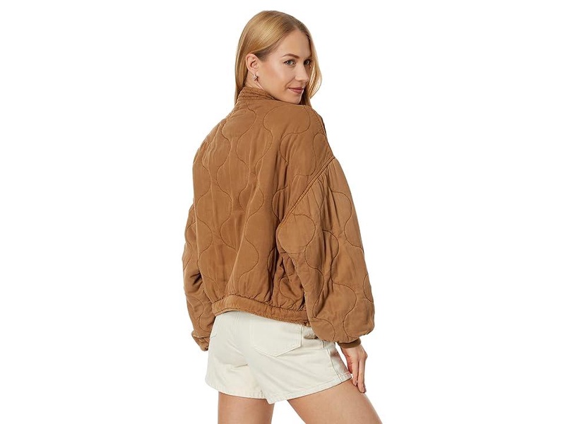 Drop Shoulder Quilted Jacket in Chai Tea