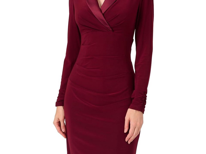 Stretch Jersey Tuxedo Cocktail Dress with Shawl Collar