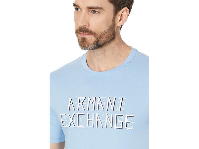 Regular Fit Cotton Jersey Armani Exchange Logo Lines Tee