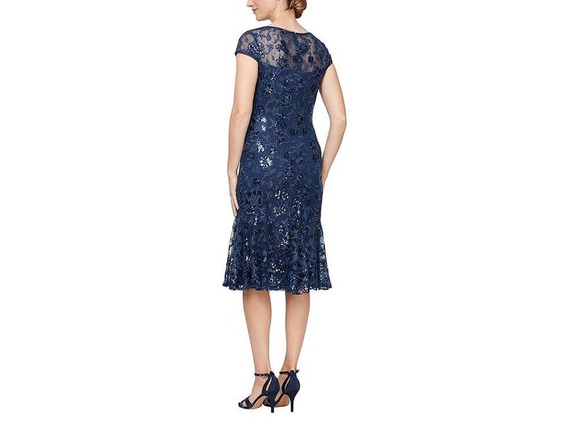 Short Embroidered Dress with Flounce Detail Skirt and Cap Sleeves