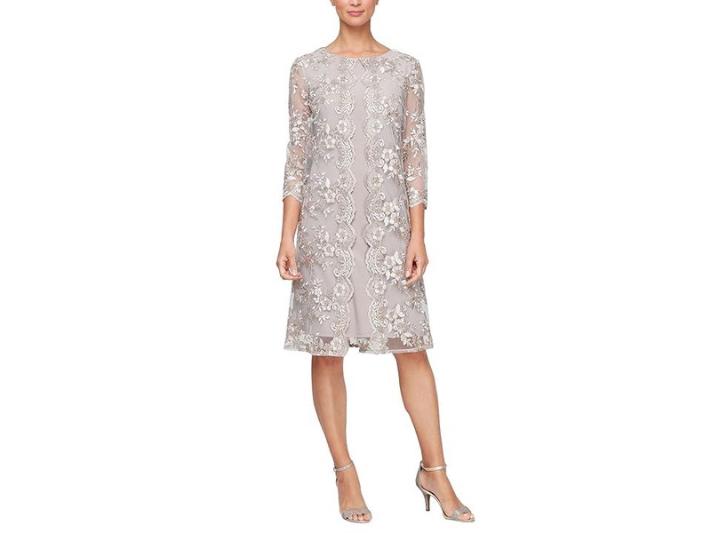 Short Embroidered Mock Dress with Illusion Sleeves