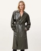 Inez Leather Long Trench Coat
