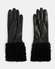 Sasha Leather Faux Shearling Trim Gloves