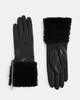 Sasha Leather Faux Shearling Trim Gloves