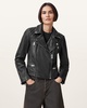 Cargo Distressed Leather Biker Jacket