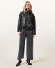 Clay Funnel Neck Cropped Leather Jacket