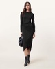 Rivi Draped Long Sleeve Midi Dress