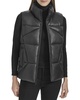 Andrew Marc Women's Puffer Faux Leather Zip Front Vest