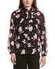 Anne Klein Womens Floral Print Button-Down Top
