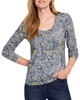 NIC+ZOE Women's Sketched Lines Long Sleeve Scoop Neck Tee