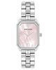 Women's Quartz Pink and Silver-Tone Octagonal Metal Alloy Bracelet Watch, 24mm