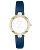 Women's Quartz Round Blue Leather and Gold-Tone Metal Alloy Strap Watch, 32mm