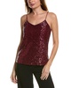 Anne Klein Women's Linear Sequin Mesh V Neck Cami