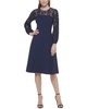 Eliza J Women's Long Sleeve Crew Neck Midi Dress