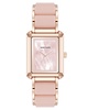 Women's Quartz Casual Rectangular Blush Pink Silicone with Rose Gold-Tone Metal Alloy Bracelet Watch, 26mm