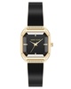 Women's Quartz Premium Crystal Black Enamel and Gold-Tone Alloy Metal Bangle Watch, 23mm