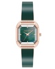 Women's Quartz Premium Crystal Green Enamel and Rose Gold-Tone Alloy Metal Bangle Watch, 23mm