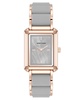 Women's Quartz Casual Rectangular Gray Silicone with Rose Gold-Tone Metal Alloy Bracelet Watch, 26mm
