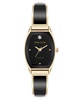Women's Quartz Cushion Black Enamel with Gold-Tone Metal Alloy Bangle Watch, 22mm