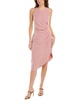 BCBGeneration Women's Sleeveless Bodycon Midi Dress Round Neck Shirred Waist Asymmetrical Hem