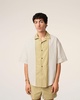 White And Khaki Cotton Short Sleeve Boxy Shirt