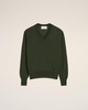 Green Wool Tonal V Neck Sweater