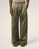 Green Cotton Satin Zipped Cargo Trousers